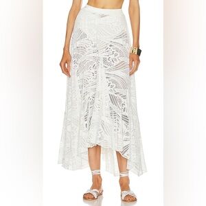 PatBO Cream High-Low Crochet Skirt